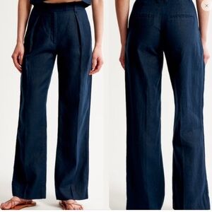 Abercrombie & Fitch Linen high waist wide leg pants
